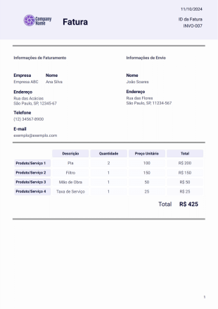 Modelo de Fatura - PDF Templates