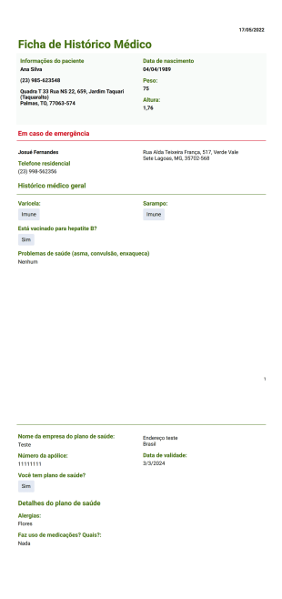 Modelo de Histórico Médico - PDF Templates