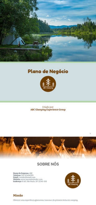 Modelo de Plano de Negócios de Glamping - Modelos para PDFs