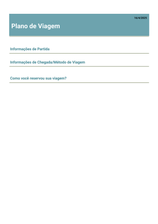 Modelo de Plano de Viagem - PDF Templates
