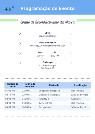 Modelo de Programação de Evento - Modelos para PDFs