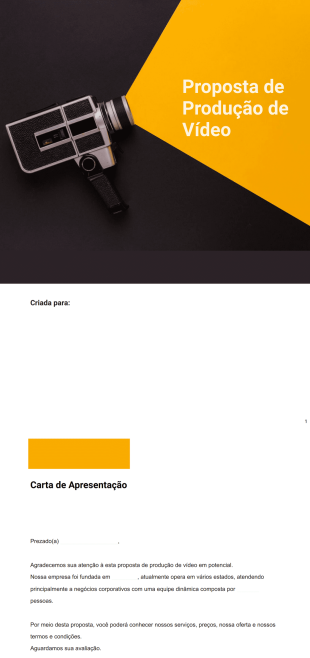 Modelo de Proposta de Produção de Vídeo - Modelos para PDFs