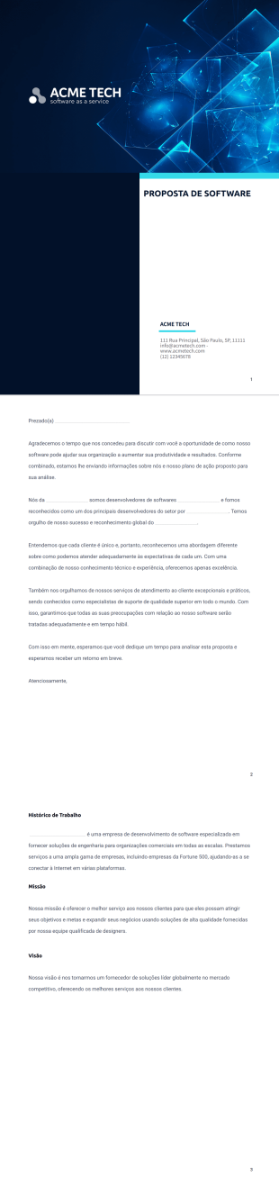 Modelo de Proposta de Serviço de Software - PDF Templates