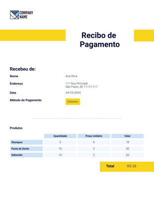 Modelo de Recibo de Pagamento - Modelos para PDFs