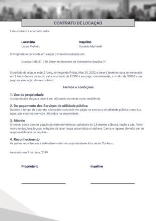 Modelo de Contrato de Aluguel Simples - Modelos para PDFs