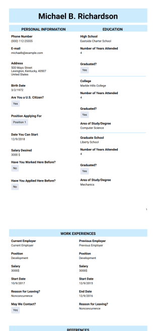 Modern Employment Application Template - Sign Templates