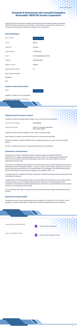 Modulo Adesione Prova Template PDF