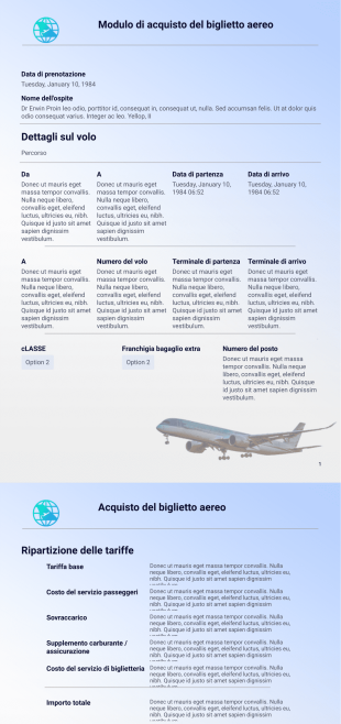 Modulo di acquisto del biglietto aereo - PDF Templates