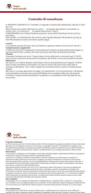 Modulo di contratto di consulenza gratuito Template PDF