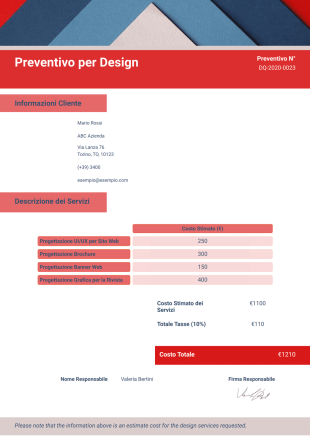 Modulo di Preventivo per Design Template PDF