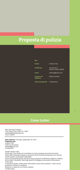 Modulo di proposta di pulizia Template PDF
