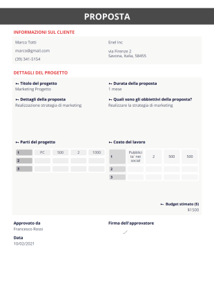 Modulo di proposta Template PDF