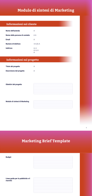 Modulo di sintesti di Marketing - PDF Templates