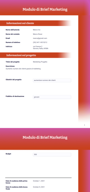 Modello di Brief Marketing - Modelli di PDF