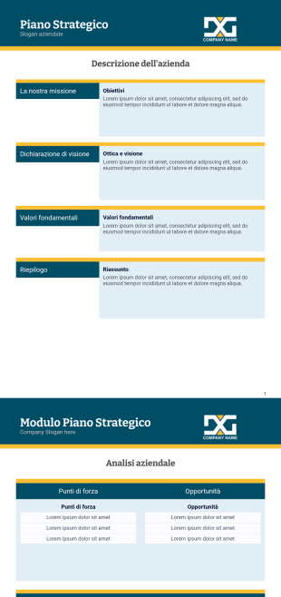 Modello di Piano Strategico Aziendale - Modelli di PDF