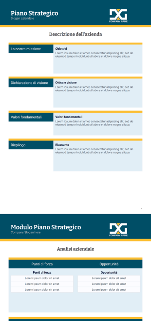 Modello di Piano Strategico Aziendale - PDF Templates