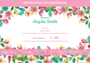Mother's Day Gift Certificate Template - PDF Templates