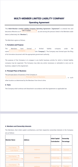 Multi Member LLC Operating Agreement Template - PDF Templates