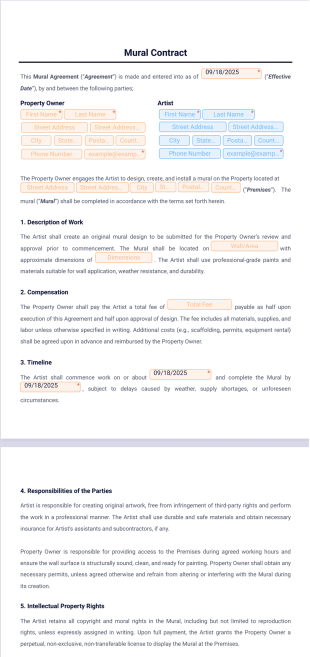 Mural Contract Template - PDF Templates