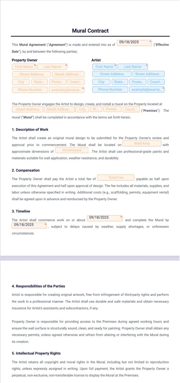 Mural Contract Template