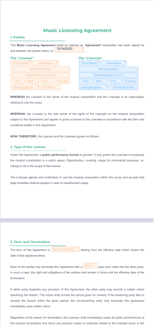 Music Licensing Agreement PDF Template