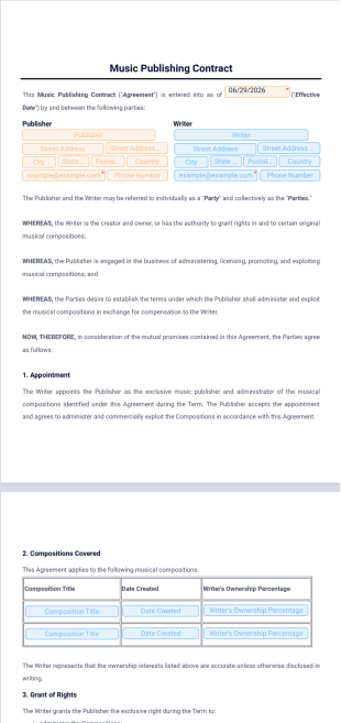 Music Publishing Contract Template - PDF Templates