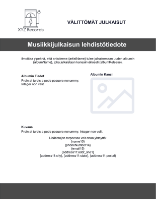 Musiikkijulkaisun lehdistötiedote - PDF Templates