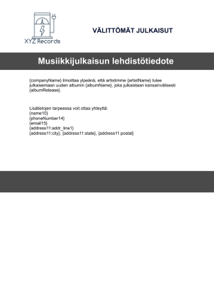 Musiikkijulkaisun lehdistötiedote - PDF Templates