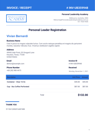 My Invoice Receipt PDF Template