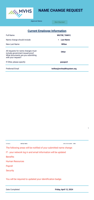 Name Change Form PDF Template