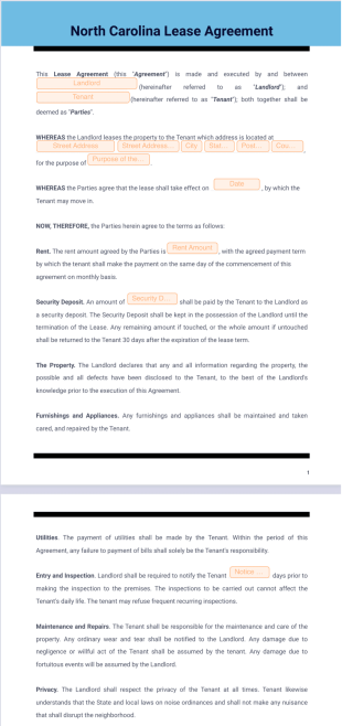 NC Lease Agreement PDF Template