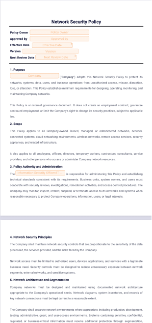 Network Security Policy Template - PDF Templates