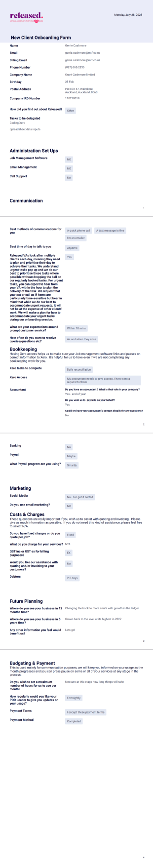 New Client Onboarding Form Template - PDF Templates