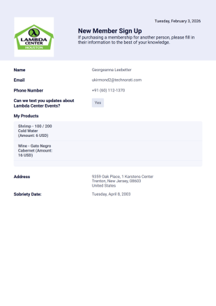 New Member Email Notifications PDF Template