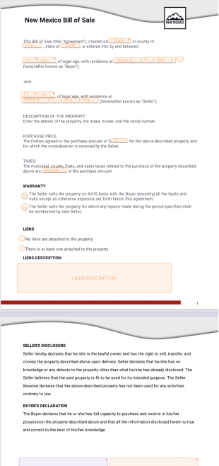 New Mexico Bill of Sale PDF Template