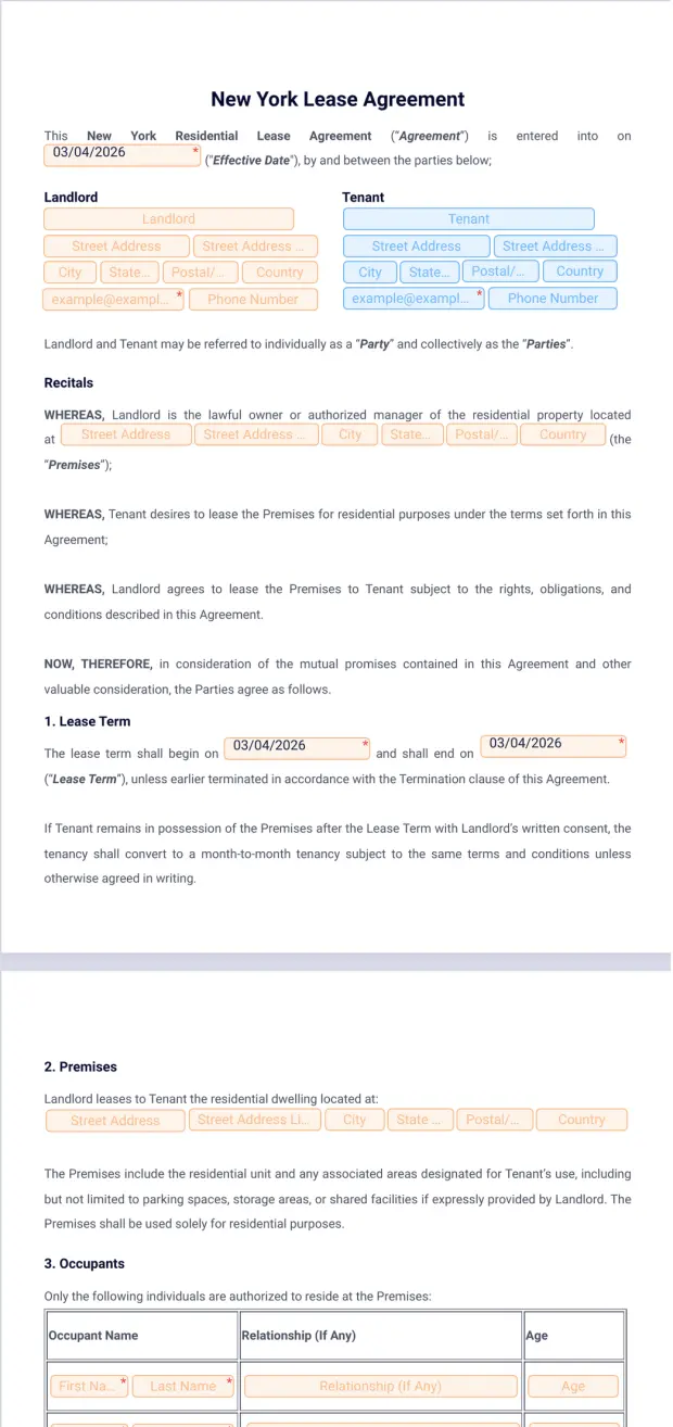 New York Lease Agreement Template