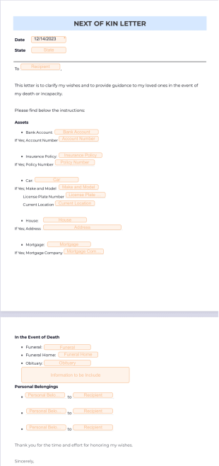 Next of Kin Letter PDF Template