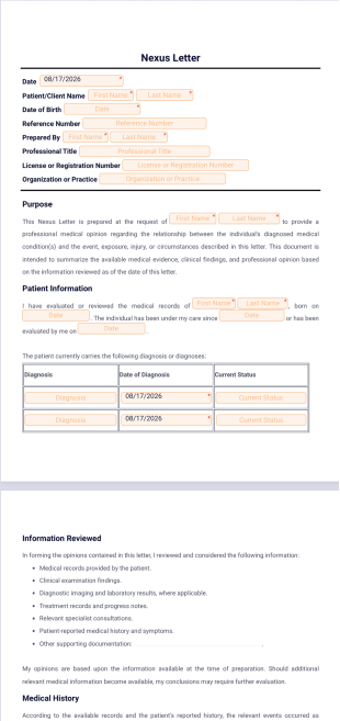 Nexus Letter Template - PDF Templates