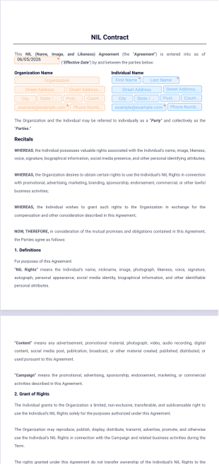 NIL Contract Template - PDF Templates