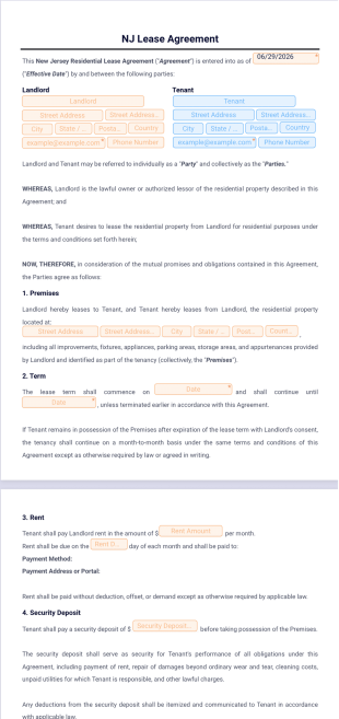 NJ Lease Agreement Template - PDF Templates