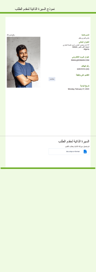 نموذج السيرة الذاتية لمقدم الطلب قالب PDF