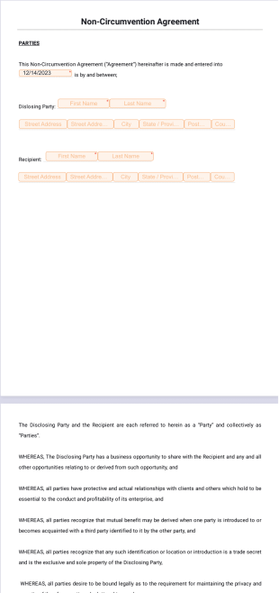 Non-Circumvention Agreement PDF Template