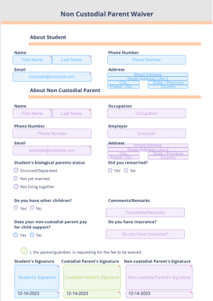 Non Custodial Parent Waiver PDF Template