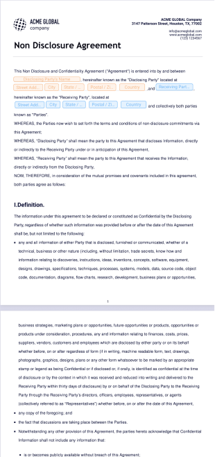 Non Disclosure Agreement Template - PDF Templates