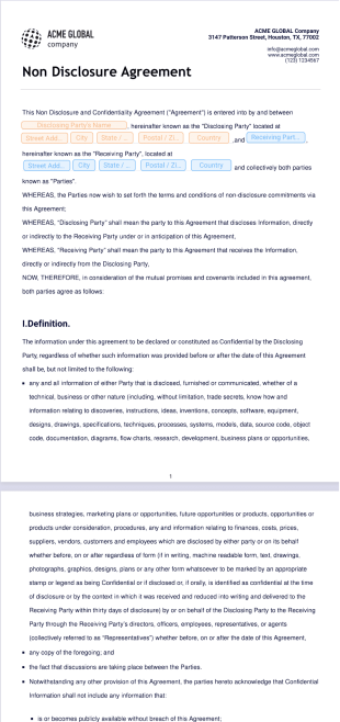 Non Disclosure Agreement Template - Sign Templates
