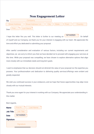 Non Engagement Letter PDF Template