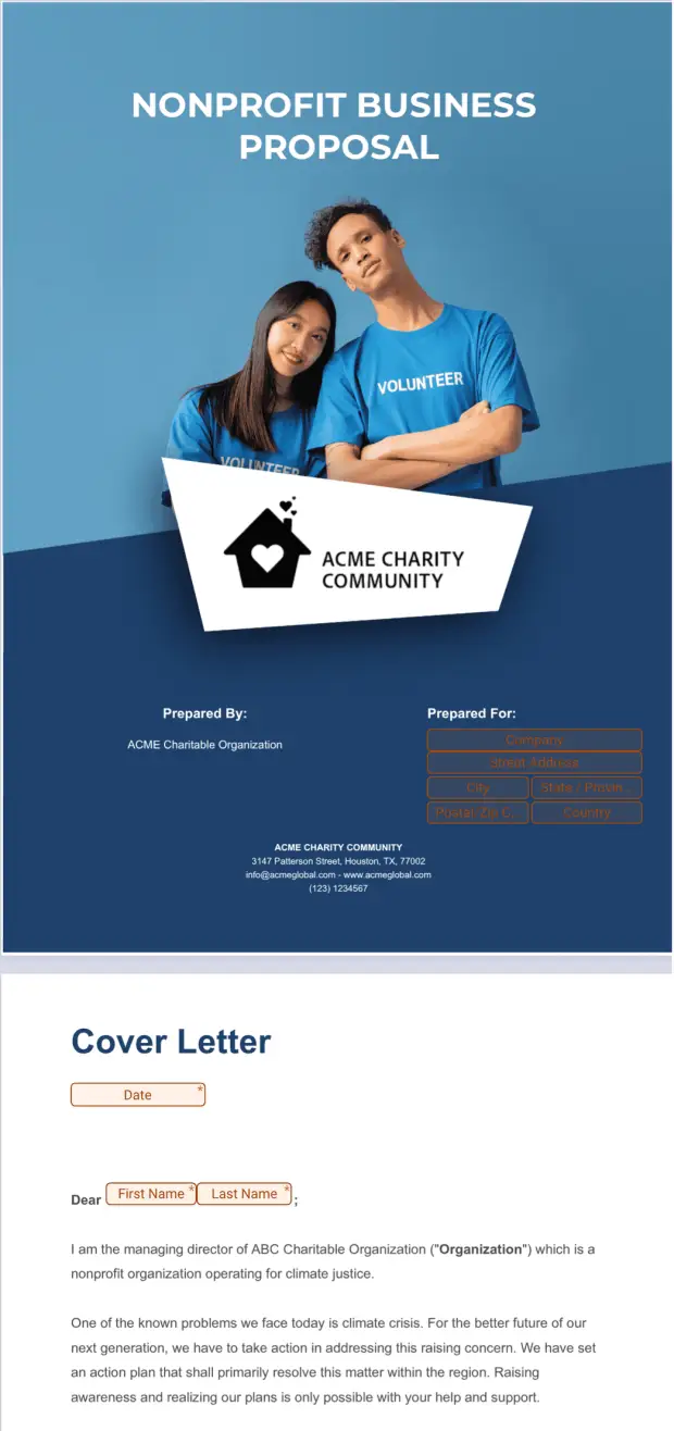 Non profit Business Proposal Template - PDF Templates | Jotform