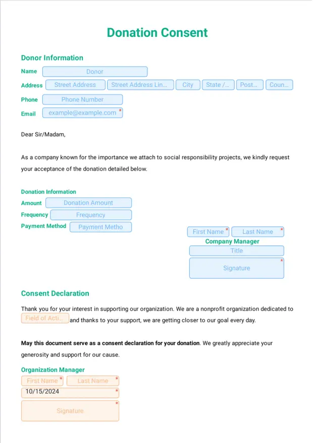 NonProfit Donation Consent Template