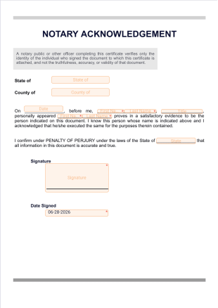 Notary Acknowledgement PDF Template