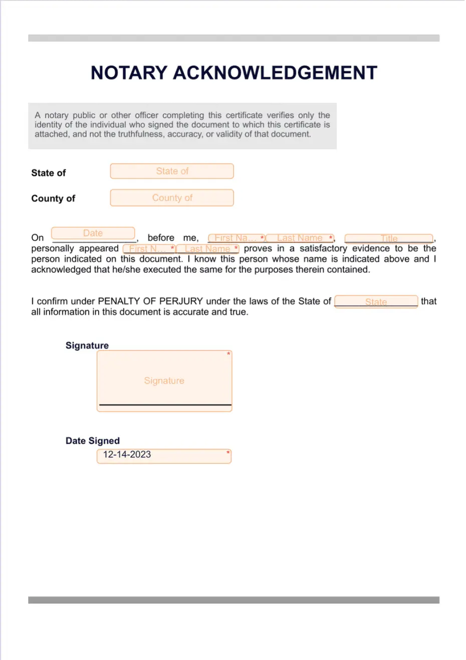 Notary Acknowledgement Sign Templates Jotform 3291